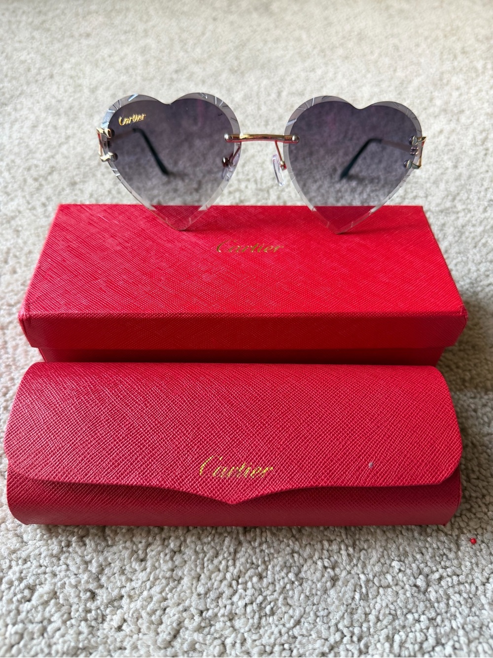Cartier Big C Rimless Heart Sunglasses gold tone